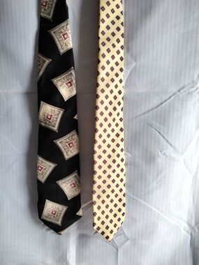 Vintage Dior Monsiour  Black and Cream Patterned Tie Set with Burgundy Accents